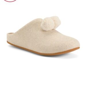 FitFlop Chrissie Pom Pom slippers in Ivory NIB